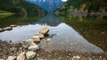 Diablo Lake reservoir at North Cascades National Park in Summer. Washington State.