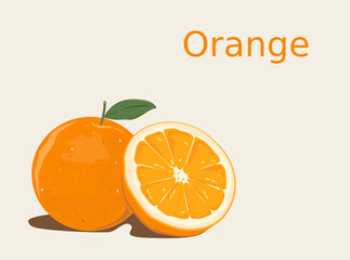Orange. Flat design. Vector illustration. Ripe fruits for Your ideas.