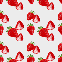Cute seamless background with delicious ripe strawberries.