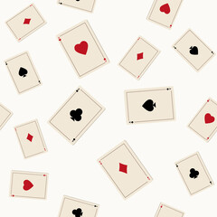 Pattern of playing cards on a white background, color vector illustration