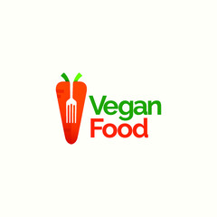 Naklejka premium vegan food logo design concept. carrot ilustration