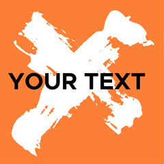 Vector Cross Shape on Orange. White Cross Stamp. Icon, Logo, Banner Design.