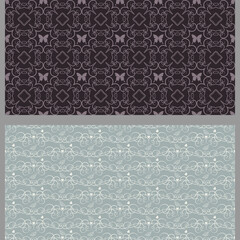 Abstract background patterns with floral elements in retro style. Set. Used colors: black, brown, gray, wallpaper. Seamless pattern, texture. Vector illustration