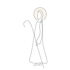 Jesus Christ the good shepherd line drawing vector illustration