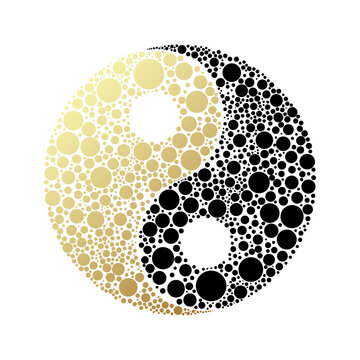 Taijitu Symbol Black and white yin yang on a white background