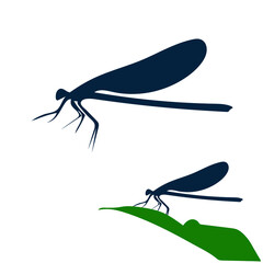 Dragonfly Silhouette Vector Art On White Background