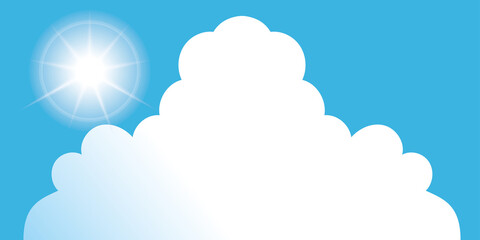 夏のイメージの縦型バナー素材｜背景イラスト　青空と白い雲と太陽