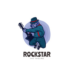 Gorilla Rock Mascot Logo template - gorilla music mascot