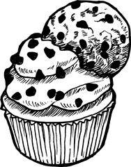 Cupcake Hand-drawn Collections. Sketch. Vector Illustration