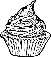 Cupcake Hand-drawn Collections. Sketch. Vector Illustration