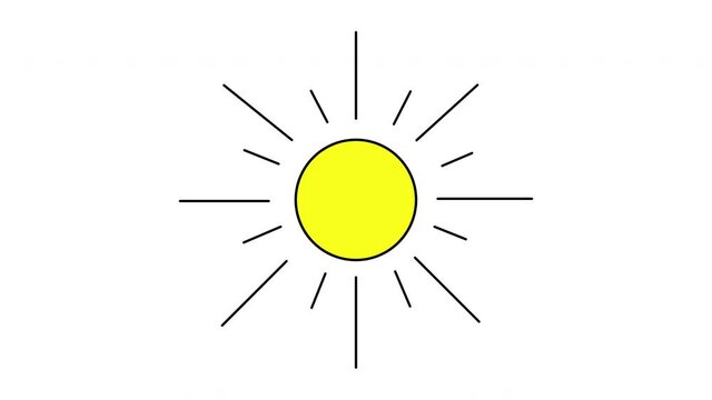 Seamless looped animation of sun, sunlight, sun rays. Alpha channel, luma matte. 2d element for your design.