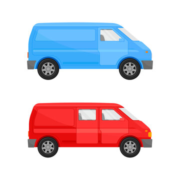 Bright Van as Road Vehicle and Transportation Vector Set