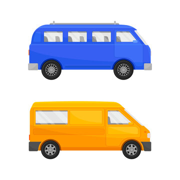 Bright Van as Road Vehicle and Transportation Vector Set