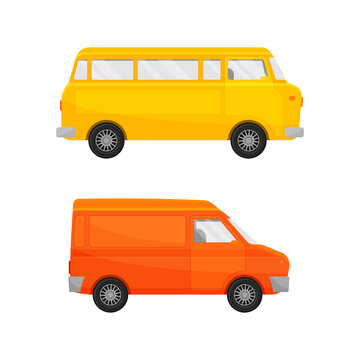 Bright Van as Road Vehicle and Transportation Vector Set