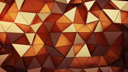 Multilayered low-poly orange surface 3D rendering illustration