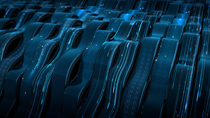 Fototapeta premium Blue digital data flow 3D rendering illustration