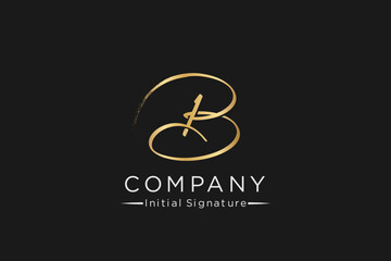 signature Initial letter B ,handwriting logo of initial signature, wedding, fashion, jewerly, boutique, floral and botanical with creative template for any company or business.