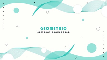 Cyan Modern Abstract Geometric Design Background With Minimal Curve And Flowing Line Element