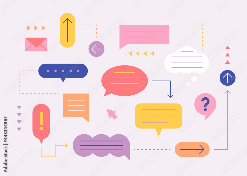 Wall mural speech willows are connected and sharing opinions simple pattern design template.