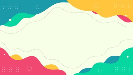 Abstract Colorful Flat Wave Geometric Shapes Design Background. Can Be Used For Frame, Card, Banner, Poster Or Presentation.
