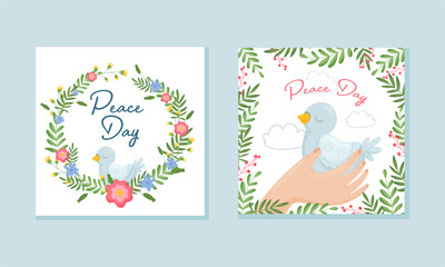 International World Peace Day Greeting Card Design Vector Set