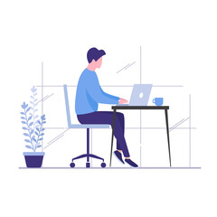Office work concept. Colored flat vector illustration. Isolated on white background. 