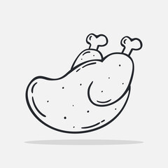 Fototapeta premium Hand drawn roasted chicken icon Design Template. vector sketch doodle illustration. Outline style, Perfect for food concepts, diet infographics, icons or web design, street restaurants menu