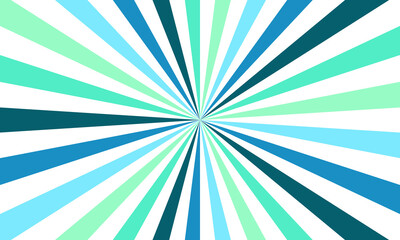Blue white color burst background. Rays background in retro style. Vector. 