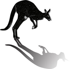 Fototapeta premium black kangaroo with shadow isolated on white