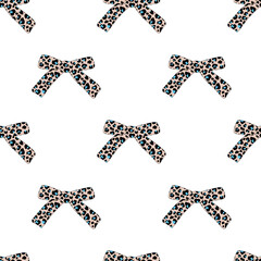 Seamless pattern bows leopard spots vector illustration