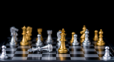 chess board game in competition play, Ideas business success concept