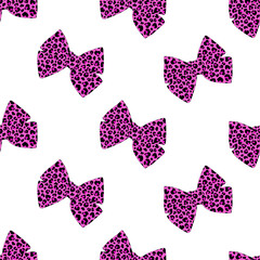 Seamless pattern bows leopard spots vector illustration