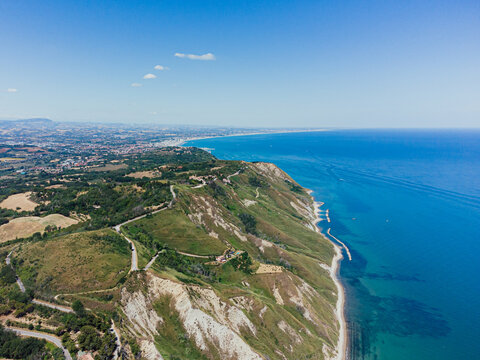 Fiorenzuola di Focara view from above, Marche region in Italy, Parco Naturale Monte San Bartolo 