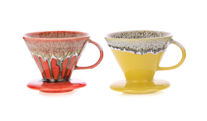 ceramic coffee filter mug isolated on white