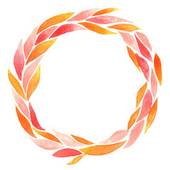 abstract sweet fall leaves wreath watercolor for decoration on Autumn season, wedding event and Thanksgiving festival.