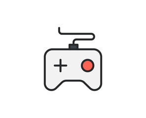 Line Gamepad icon isolated on white background. Outline symbol for website design, mobile application, ui. Electronics pictogram. Vector illustration, editorial stroсk. 