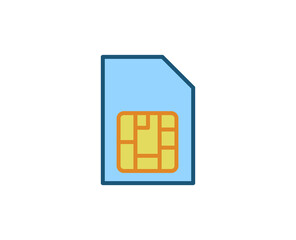 Line SIM card icon isolated on white background. Outline symbol for website design, mobile application, ui. Electronics pictogram. Vector illustration, editorial stroсk. 