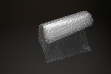 Bubble wrap roll flying, bubble wrapping cushioning mockup