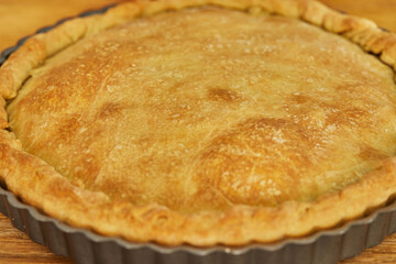 Ready-made Swiss chard pie after baking. Step by step recipe