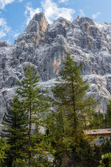 mountain landscape at Sorapis lake in Italia.