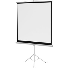 empty projector screen on tripod isolated