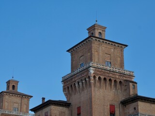 Fototapeta na wymiar Dettaglio Torre Castello Estense di Ferrara