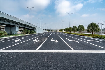 Asphalt road and urban viaduct