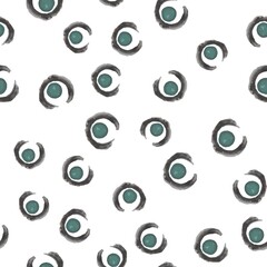 Gouache Artistic seamless pattern is black and green colors