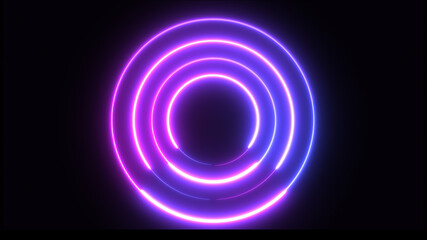 Shaking neon circle technology background