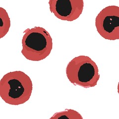 Vector Hand drawn Seamless pattern of blots black and red color