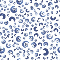 Hand Drawn seamless pattern is blue and Dark moderate blue color