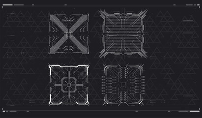 Futuristic HUD frames. sci fi technology template design. User Interface Square Frames Blocks Set. HUD concept. vector illustration. © Andrew Derr