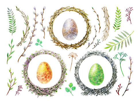 Collection of templates for creating Easter cards. Happy Easter. Easter set for creativity. Vintage style.