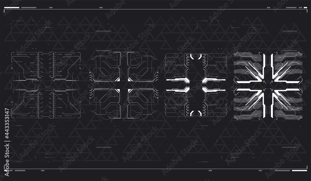 Poster hud concept. futuristic hud frames. sci fi technology template design. user interface square frames 